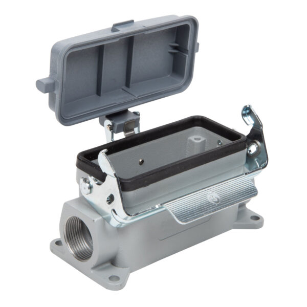 Surface Mount Housing For Female Insert With Cover and Double Entry 24-1616-64-06