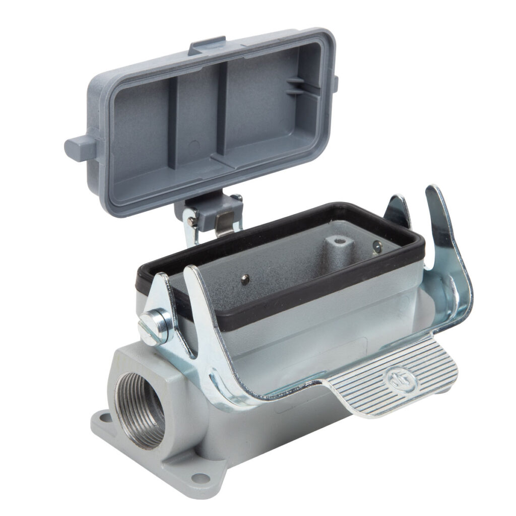 Surface Mount Housing For Female Insert With Cover and Double Entry 24-1016-71-06
