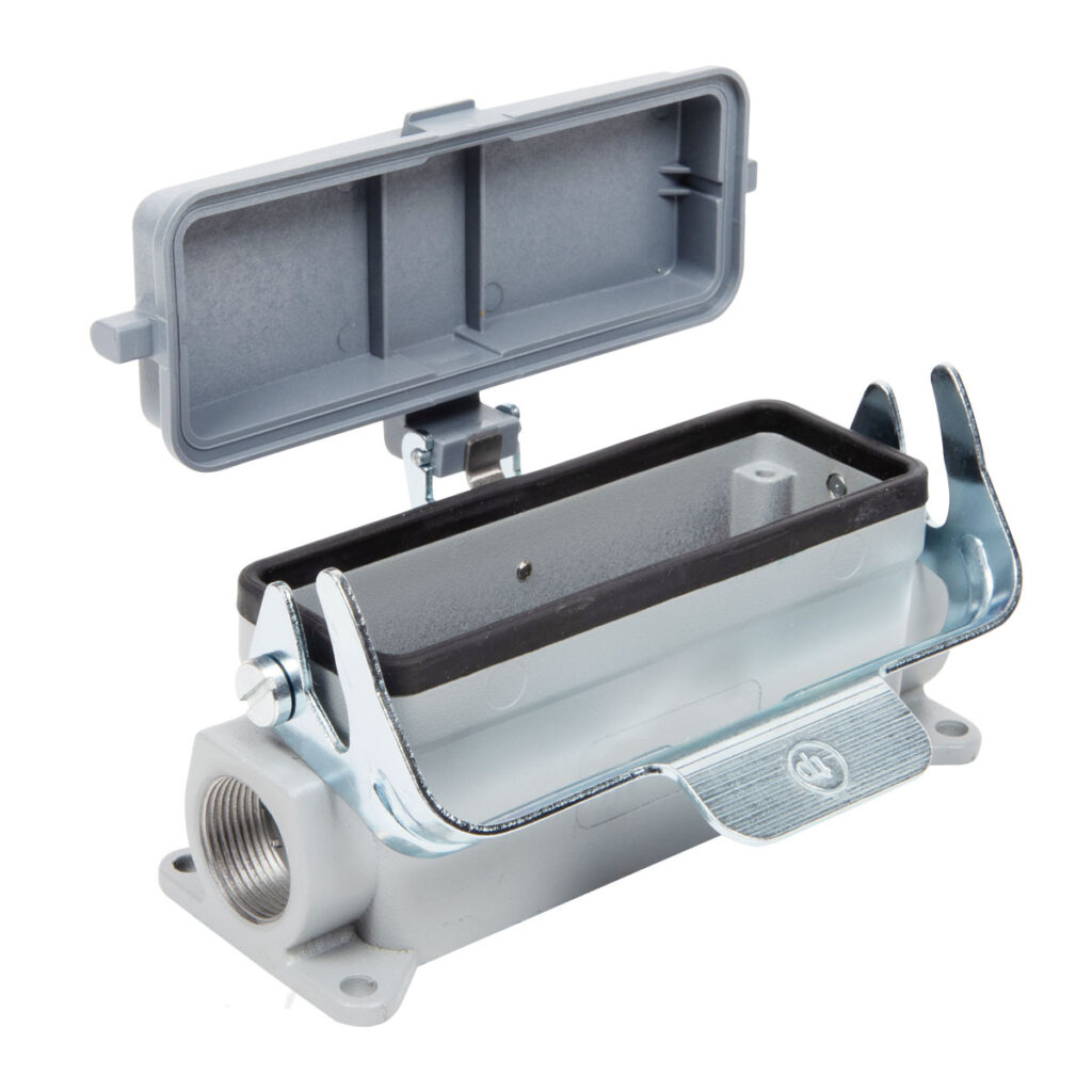 Surface Mount Housing For Female Insert With Cover with Double Entry 24-2416-71-06